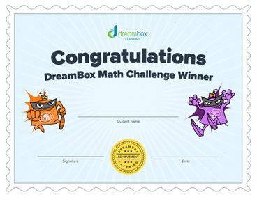 dreambox activity center Math Challenge Winner Certificates