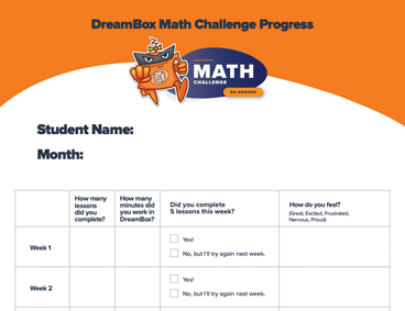 dreambox activity center Math Challenge Student Tracker