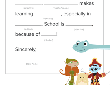 dreambox activity center Teacher Appreciation Mad Libs