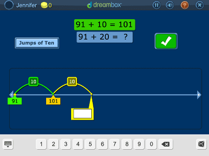 Math Second Grade Associated Addition Equations Adding a Multiple of 10 and Near Multiple of 10 on the Number Line