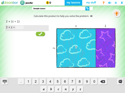 Math Sixth Grade Partial Products with Arrays to the Tenths Place with One Variable